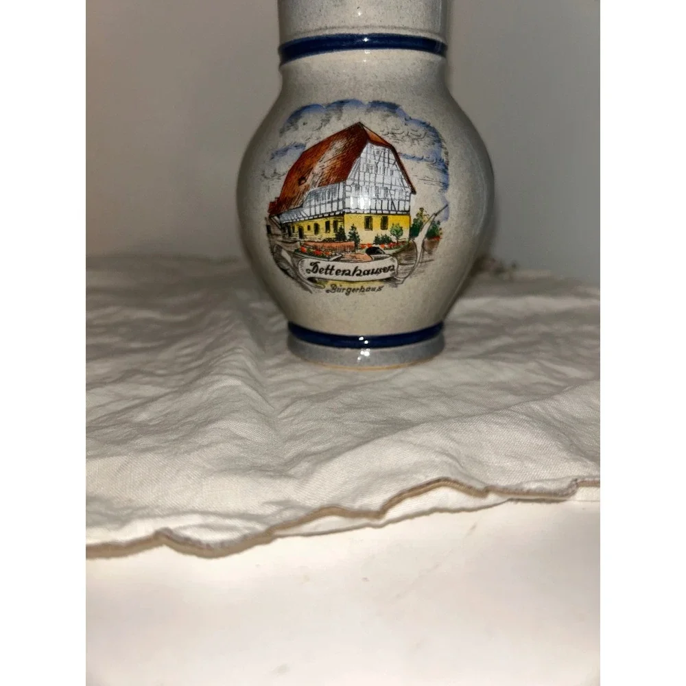 German Salt Glazed Stoneware Pitcher 0.5L Bettenhausen Burgerhaus Blue Grey Jug